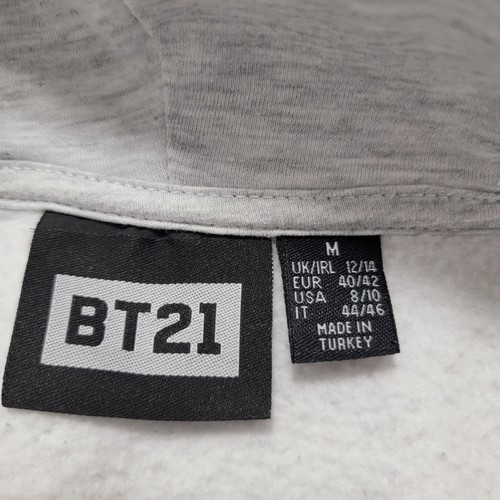 BT21 BTS Grey Graphic Hoodie Sweatshirt Size Medium Oversized Cute Kpop Army - Picture 5 of 11