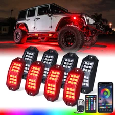 Xprite 8 Pods RGB LED Rock Light Underbody Neon Kit Bluetooth & Remote ATV UTV