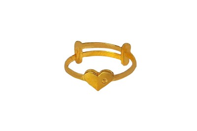 22K/18K Real Certified Fine Yellow Gold Heart Design Kids Ring