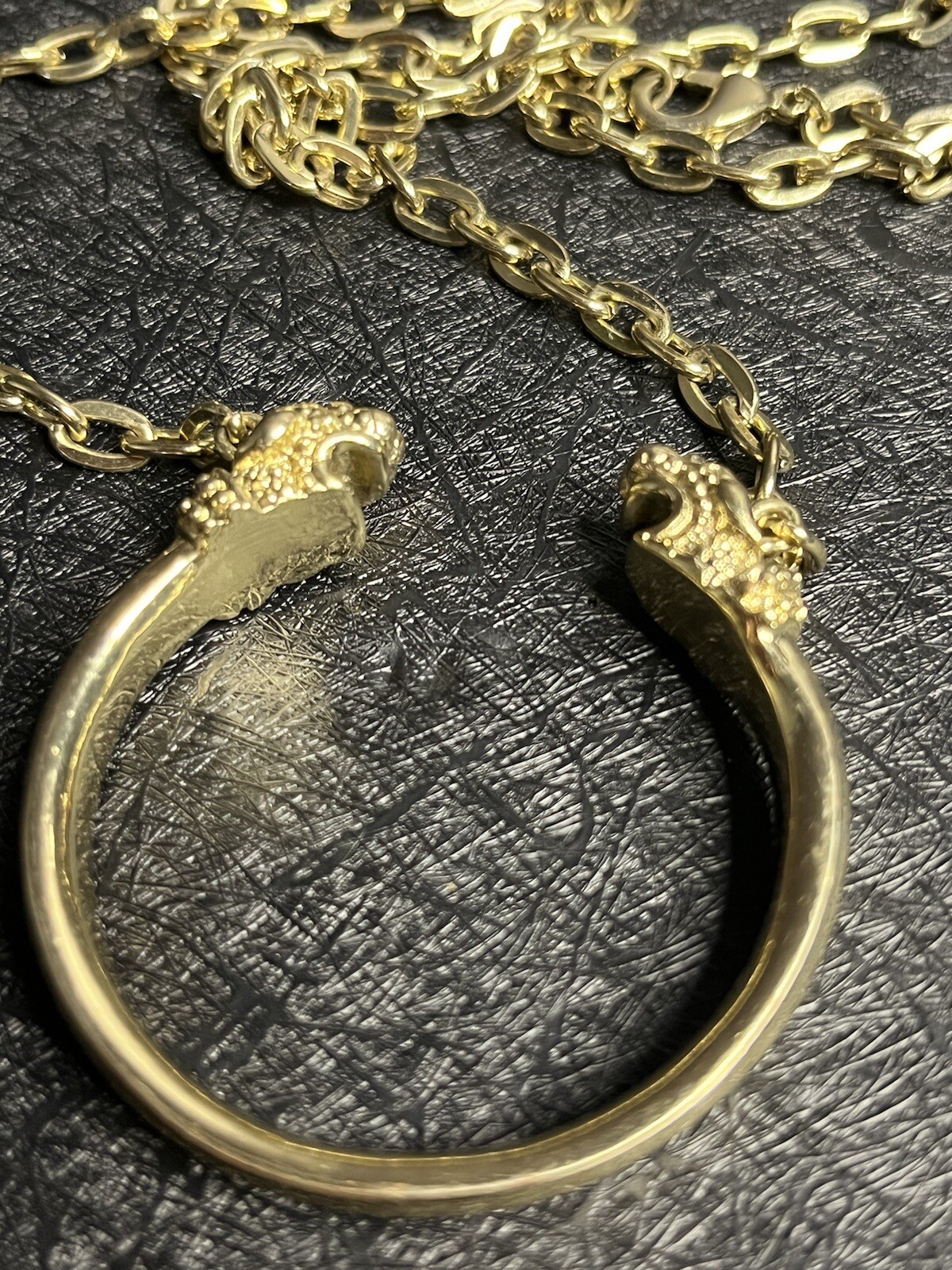 Double Dragon Head Gold Tone Fashion Necklace Jewelry… Gem