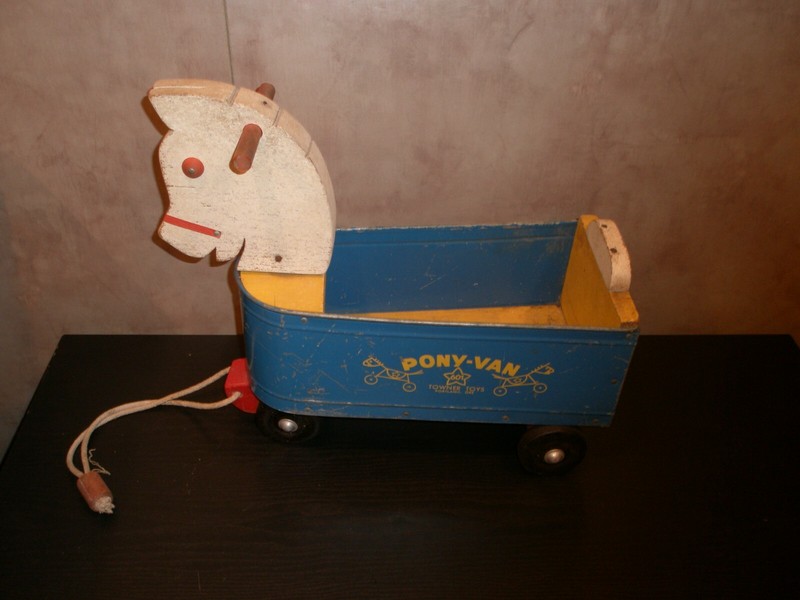 Vintage Pony Van Pull Wagon Towner Toys Collectible Antique Toy 601