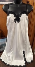 VICTORIA'S SECRET Sz M White Satin Slip Dress Chemise Nightgown Lingerie Lace
