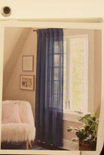 Threshold 34x84" Light Filtering Pebble Satin Curtain Panel Blue