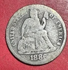 1886 US Seated LIBERTY SILVER Dime! "Philadelphia" Mint! Old US Coin!