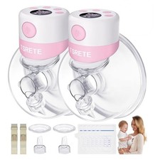 TSRETE Double Wearable Breast Pump Electric Hands Free 2 Modes 9 Levels - PINK