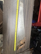 H. Disston and Sons, 4 TPI D 8 Rip Saw, 26" , Woode Handle w/Fingerhole, Antique