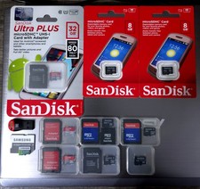 Micro SD Card Collection - 10 Various Sizes, some used some new SanDisk/Samsung.