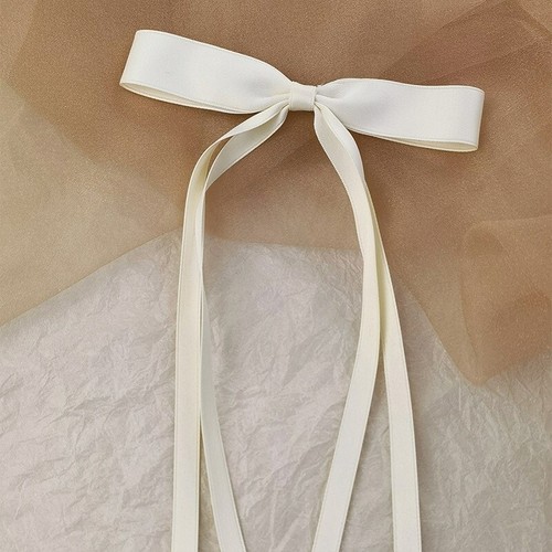 Ribbon Bow Hair Clip Braided Long Hair Barrettes Solid Color Ponytail Clip Sweet - Picture 14 of 14