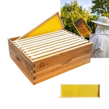 10Frame Medium Bee Boxes Wax Coated Bee Hives with Beehives Frame Wax Foundation