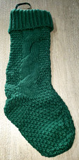 DARK GREEN BULKY KNIT CHRISTMAS STOCKING 20 INCH SUPER COND BOY GIRL MEN WOMEN