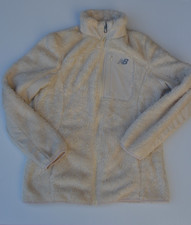 New Balance Girls Sz Small Cream Full Zip High Collar Fleece Sweater