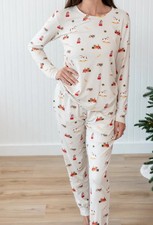 Women Kyte Baby Bamboo Lounge Joggers white winter trees Size S Comfy Pjs EUC