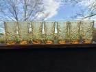 Vtg Anchor Hocking Lido Milano Textured Honey Gold Glass Water Tumblers Set of 9