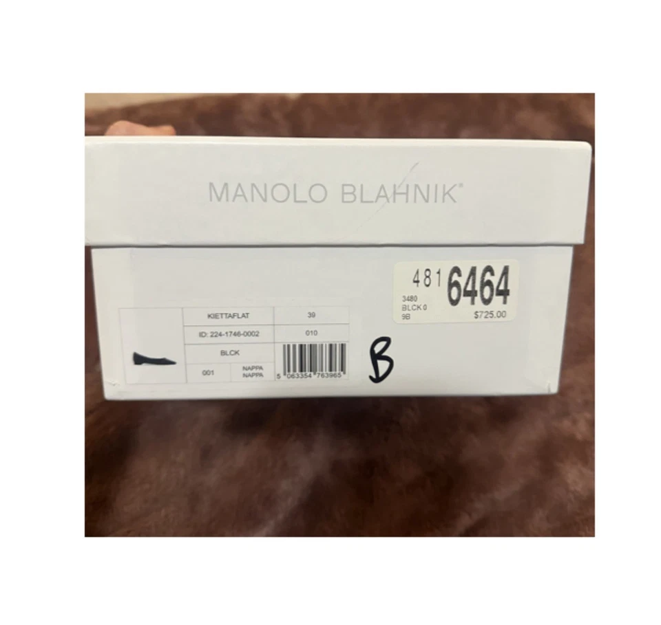 Bailarina plana Manolo Blahnik Gala piel de cordero punta talla 9 ¡totalmente nueva! Foto 3 de 4