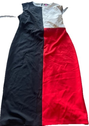 Abito donna Vince Camuto taglia 10 fantasia retrò rosso nero bianco zip formale - Foto 14 di 15