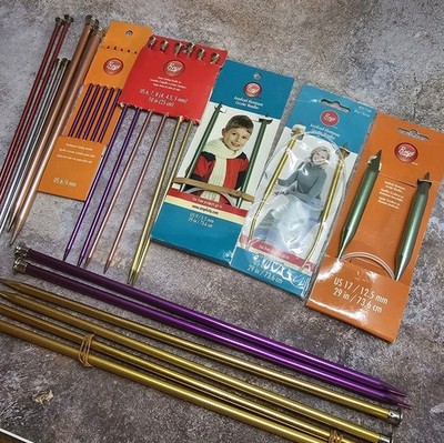 Boye Knitting Needles Lot Circular & Regular Aluminum Sizes 6-17 New & Used