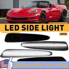 4/8x For 2005-13 Chevy Corvette C6 Front & Rear LED Side Marker Light Set Smoke