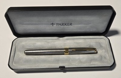Vintage Used Parker Sonnet 111N Ciseli D925 Silver & 18K Gold Fountain Pen W Box