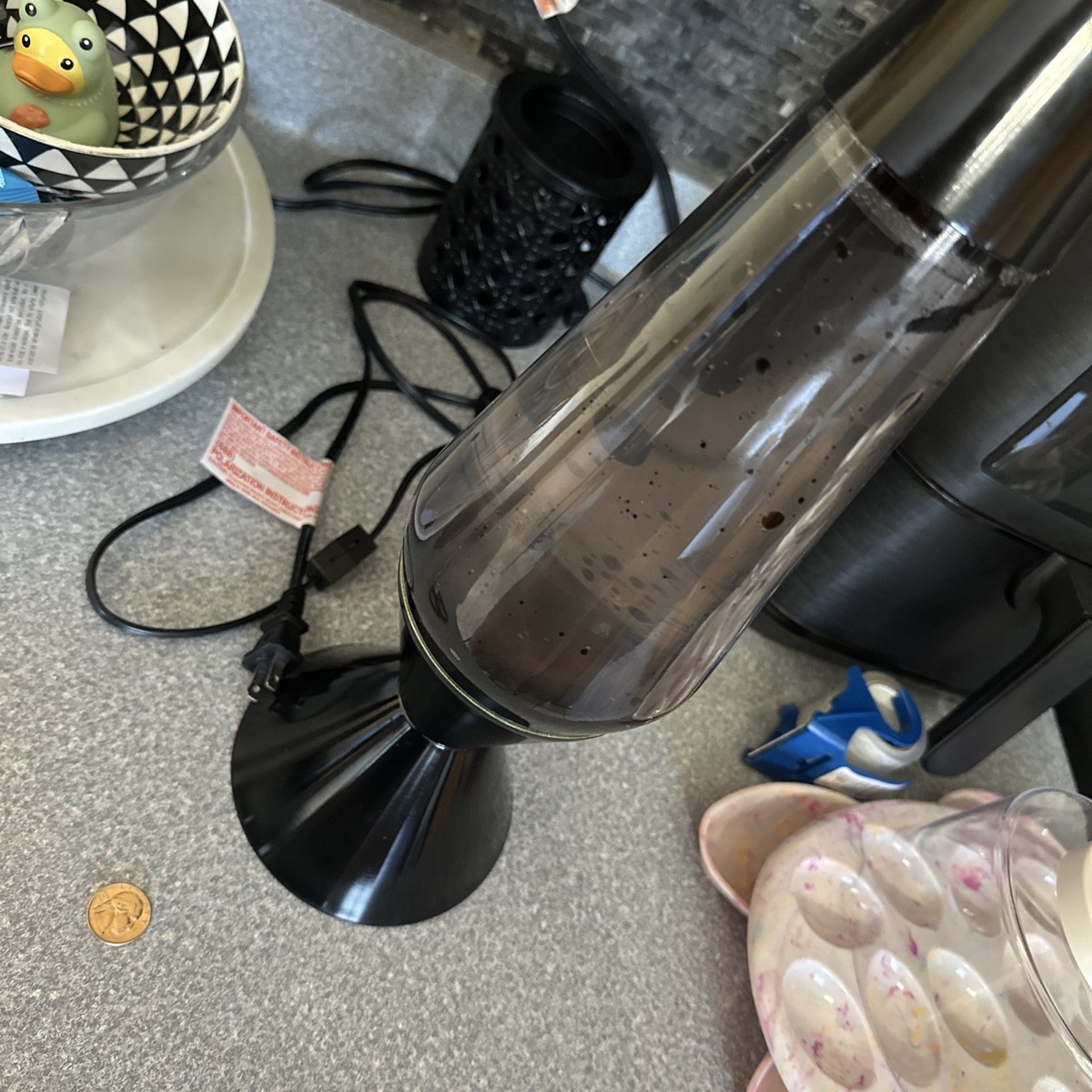 Vintage Lava Lite Lava Lamp black Wax Clear Liquid Black Base