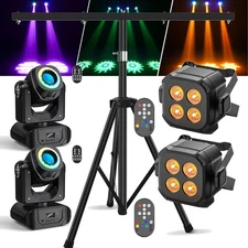 2X 150W Moving Head Lights LED Par Effect Gig Bar Stage Lighting DMX With Stand