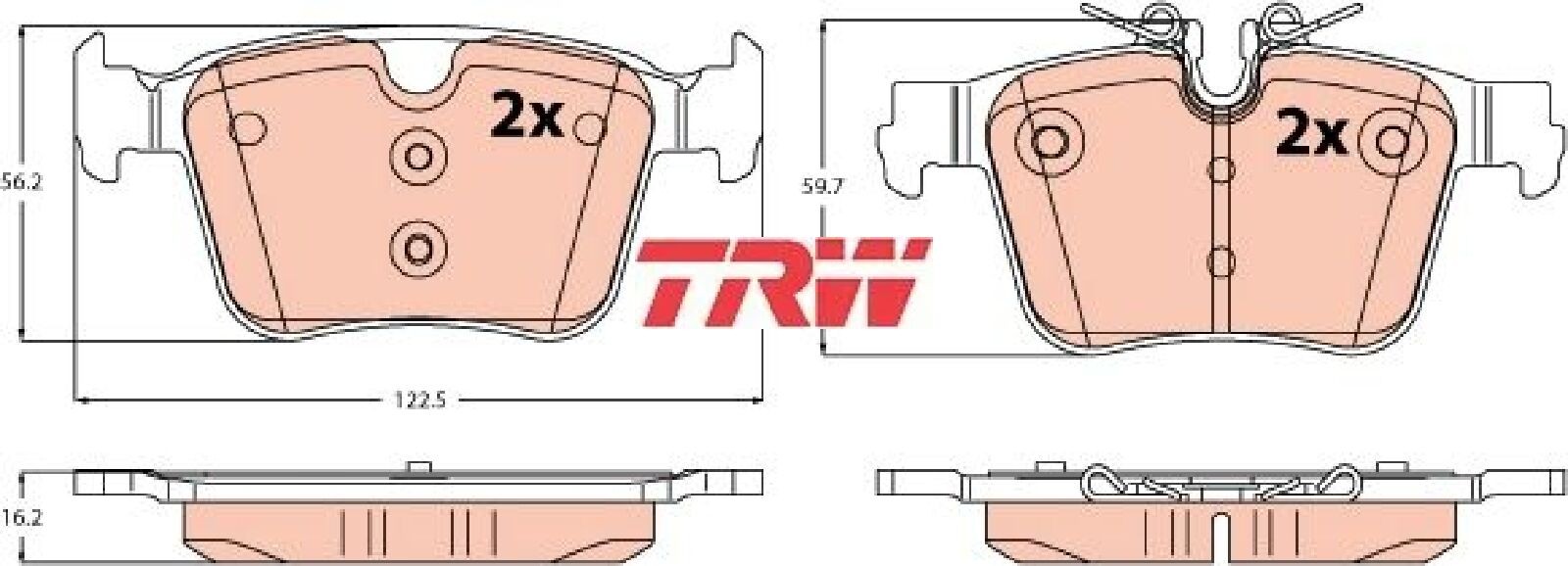 TRW GDB2532 Bremsbelagsatz für Scheibenbremse Bremsbelagsatz Bremsbeläge