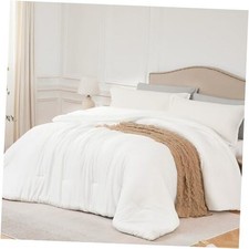 Queen Comforter Sets White,3PCS Soft Lightweight Queen 90"x90" 01white