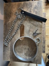 BDSM Halsring Massiv Metall O-Ring mit Kette Herren Damen Durchmesser 14 cm