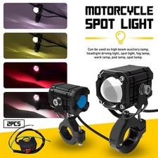 Motorcycle LED Headlight Fog Driving Spot Light Auxiliary Lamp White Yellow Red