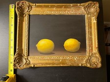 Vtg Original Oil Painting Still Life Whipple Two Lemons Framed Wall Art
