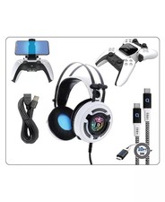 Bionik طقم بلايستيشن 5 ألعاب Headset Quickshot Joystick سماعات رأس أبيض NWB