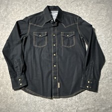 Wrangler Retro Pearl Snap Shirt Mens M Western Premium Black Pockets Cowboy