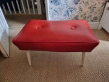 1960s/70s Vintage Retro Footstool Pouffe Seat Red .  Vinyl.