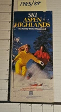 1983/84 ASPEN HIGHLANDS SKI AREA BROCHURE W/TRAIL MAP INSIDE. EX-MINT