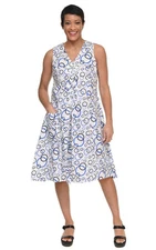 Tulip Clothing Poppie Womens Sleeveless Dress in Blue Unity