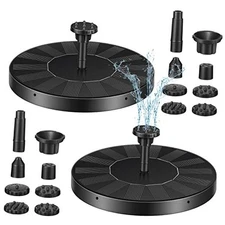 2 Packs Solar Bird Bath Fountain Pump with 6 Nozzle Solar Powered Bird 6.3 Inch