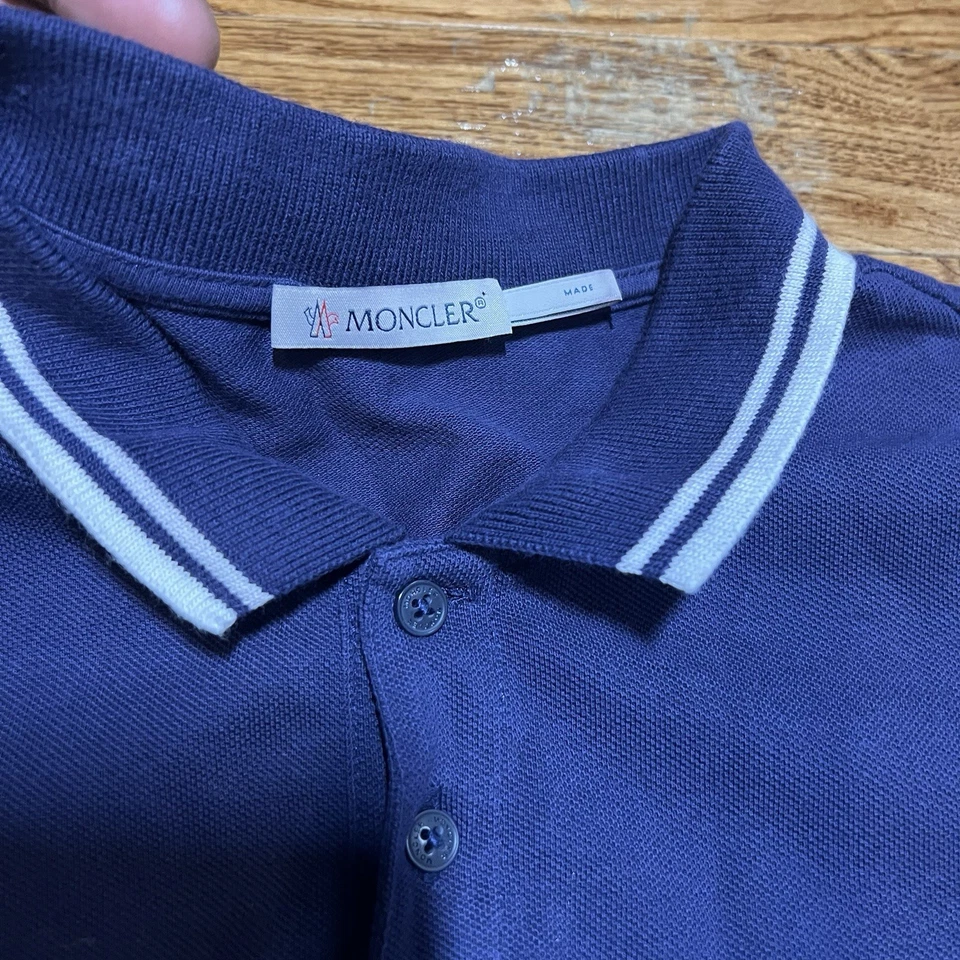 Moncler Polo Azul Niños Grandes 14 164 cm Manga Corta Diseñador Logo Foto 3 de 4