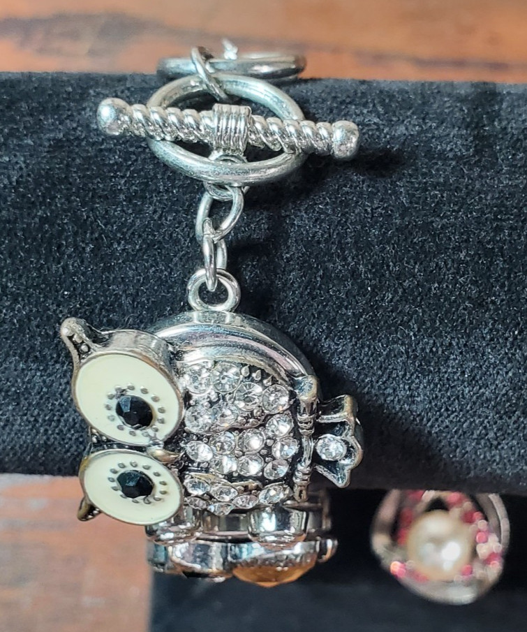 5 Snap Button Silver Tone Metal Toggle Bracelet W… - image 10