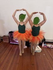 Bloch Green Leotard Size 8/10 With Orange Tutu. Wild Fire Dance Costume Girls