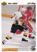 1991-92 Upper Deck#195 Gino Odjick- Vancouver Canucks + Yes 4 Free Mystery Cards