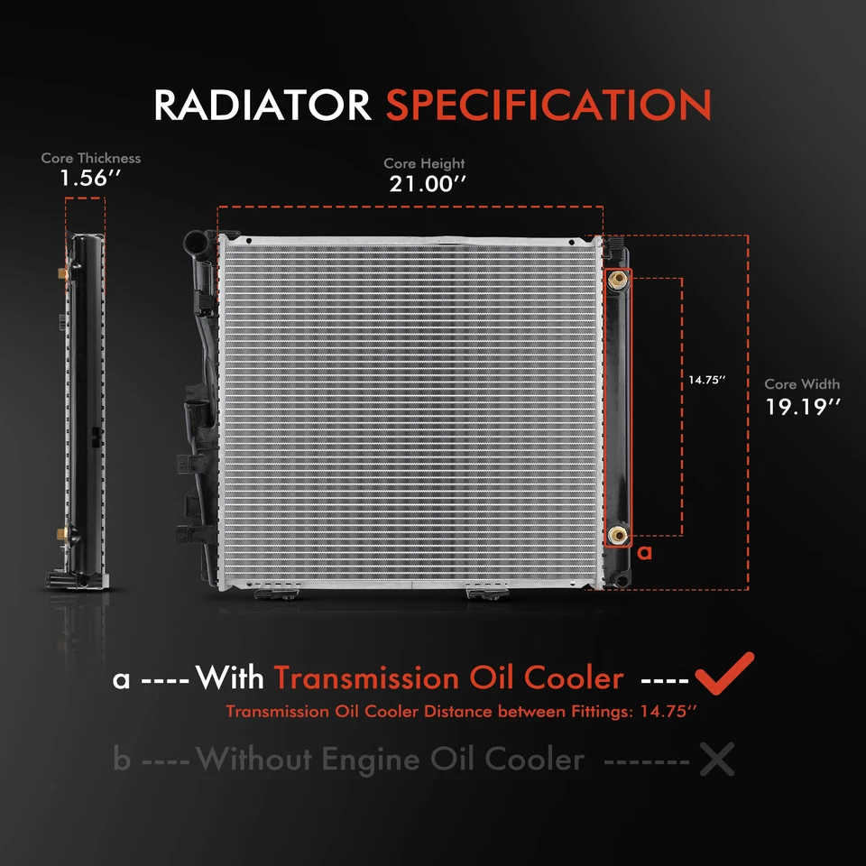 New Radiator w/ Trans.Oil Cooler for Mercedes-Benz 260E 300CE 300E 300TE E320 - Image 2 of 4
