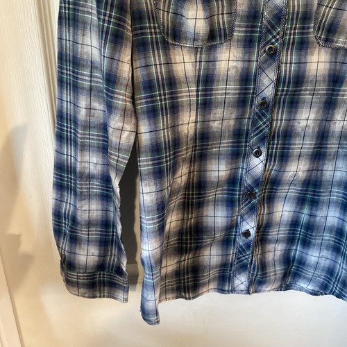 Maurice’s Shirt Women’s Size Small Long Sleeve Button Up Plaid Beaded 2 Pocket - Picture 6 of 13