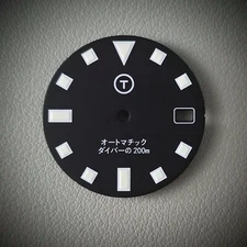 TLDC0601 PLGS Style Date / Black + C3 / 7S26 NH35 NH36 SEIKO SKX 28.5mm SKX007