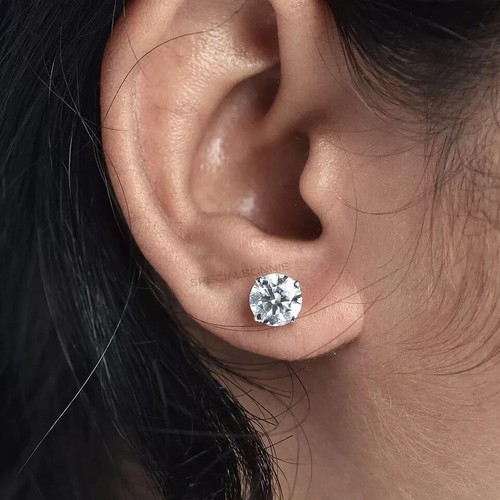 Certified 4.00 Ct White Diamonds Solitaire Studs-Great Sparkle & Luster. - Picture 3 of 11