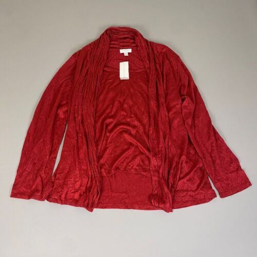 Charter Club Woman Red Fine Gauge Cardigan Sweater Open Plus Size 2X New NWT