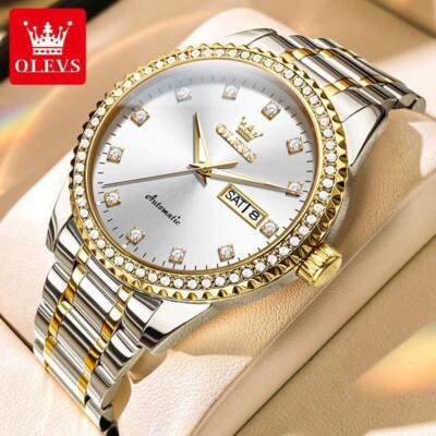 OLEVS Automatic Mechanical Watch Waterproof Diamonds Wristwatch for Men