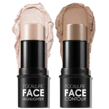 FOCALLURE 2 Pcs Mineral Cream Stick Highlighter & Contour Light Medium