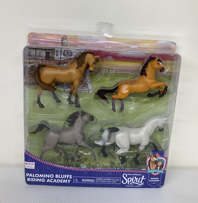 Dreamworks SPIRIT Free Palomino Bluffs Riding Academy 4 Pack Horses Set Netflix