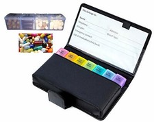 Large AM PM Pill Organizer Case 7 Day Daily Pills Box Cover Supplement Planner