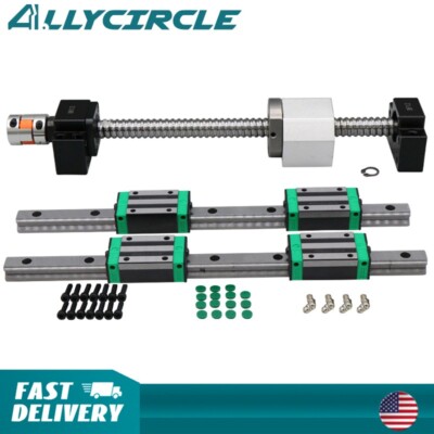 2 PCS HGR20 Linear Guide Rail 500-1200mm+SFU1605 Ball Screw Set CNC