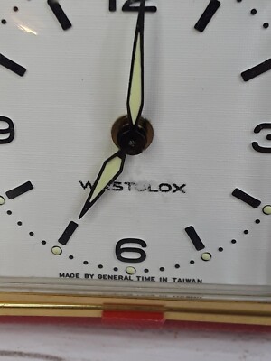 Vtg Westclox Travel Travel Alarm Clock Manual Wind Red Case